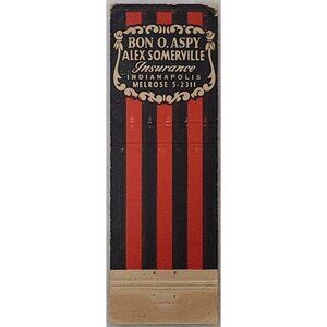 Front Strike Matchbook Cover Bon O Aspy Alex Somerville Insurance Indianapolis